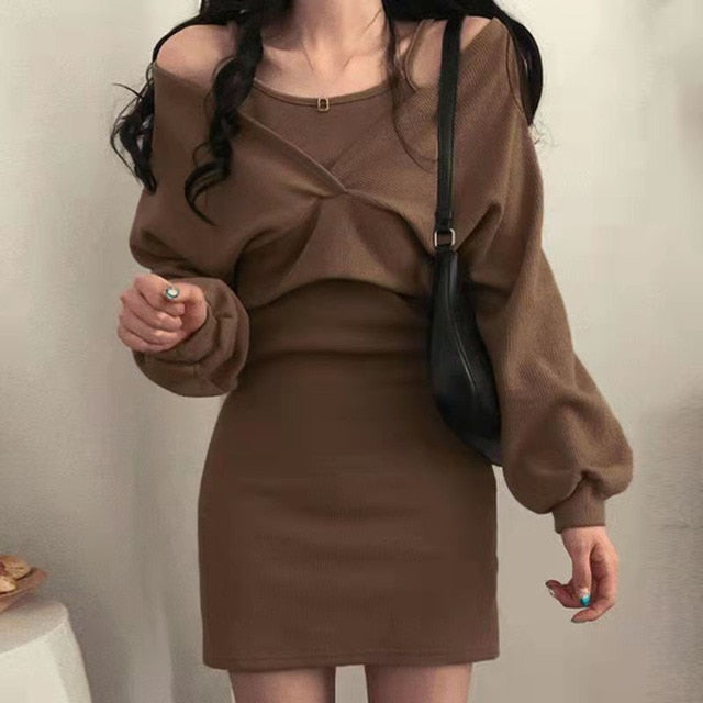 French Elegant Suit Suspender Dress